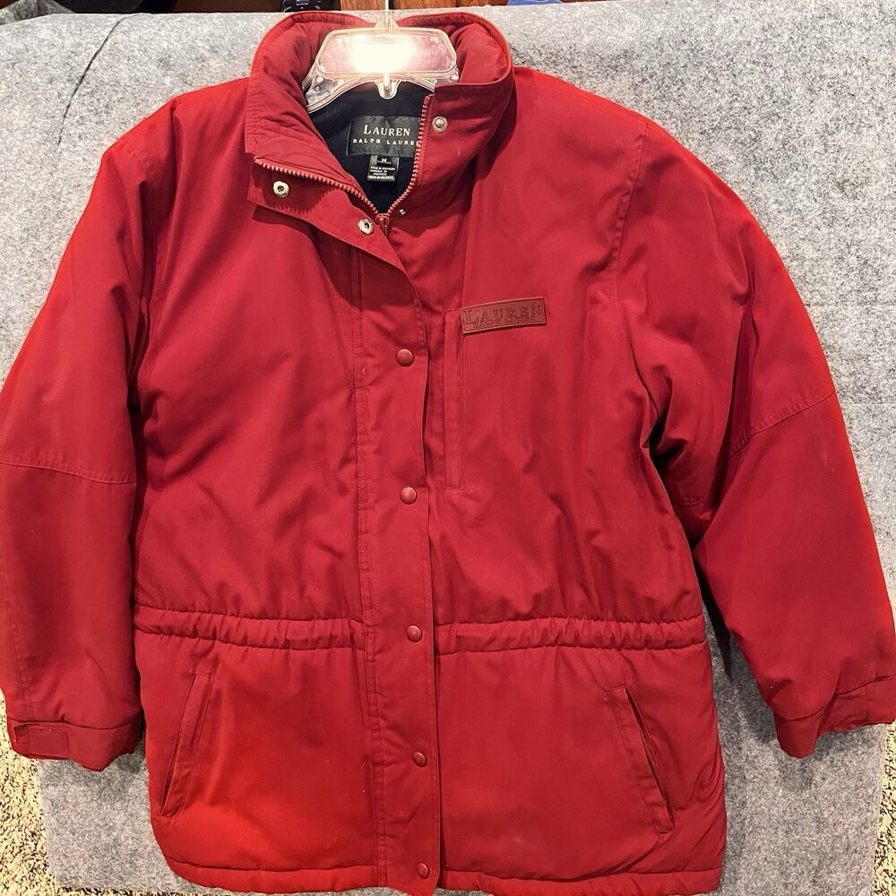 Ralph Lauren Parka Jacket Womens Medium Puffer Fleece Lined‎ Packable Hood VTG